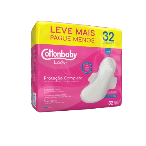 Absorvente Feminino com Abas e Gel 32 unidades | Cotton Baby