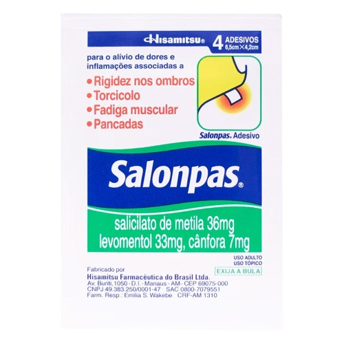 Adesivo Salonpas Tamanho Pequeno com 4 Unidades