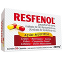 Resfenol 400mg + 4mg + 4mg, caixa com 20 cápsulas
