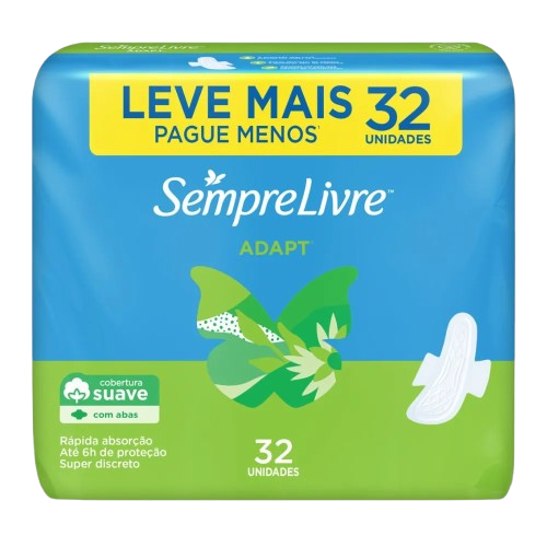 Absorvente Sempre Livre Adapt Suave Com Abas 32 Unidades
